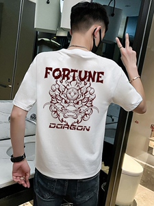夏季半袖2024年新款短袖男ins潮牌百搭印花T恤纯棉衣服夏装半截袖