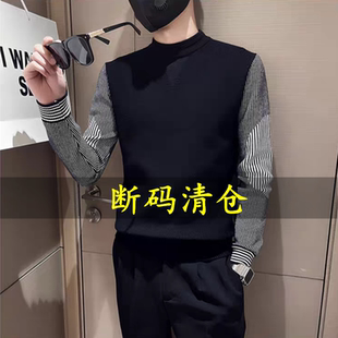 尾货修身毛衣潮男针织衫韩版潮流个性秋冬长袖打底衫网红上衣