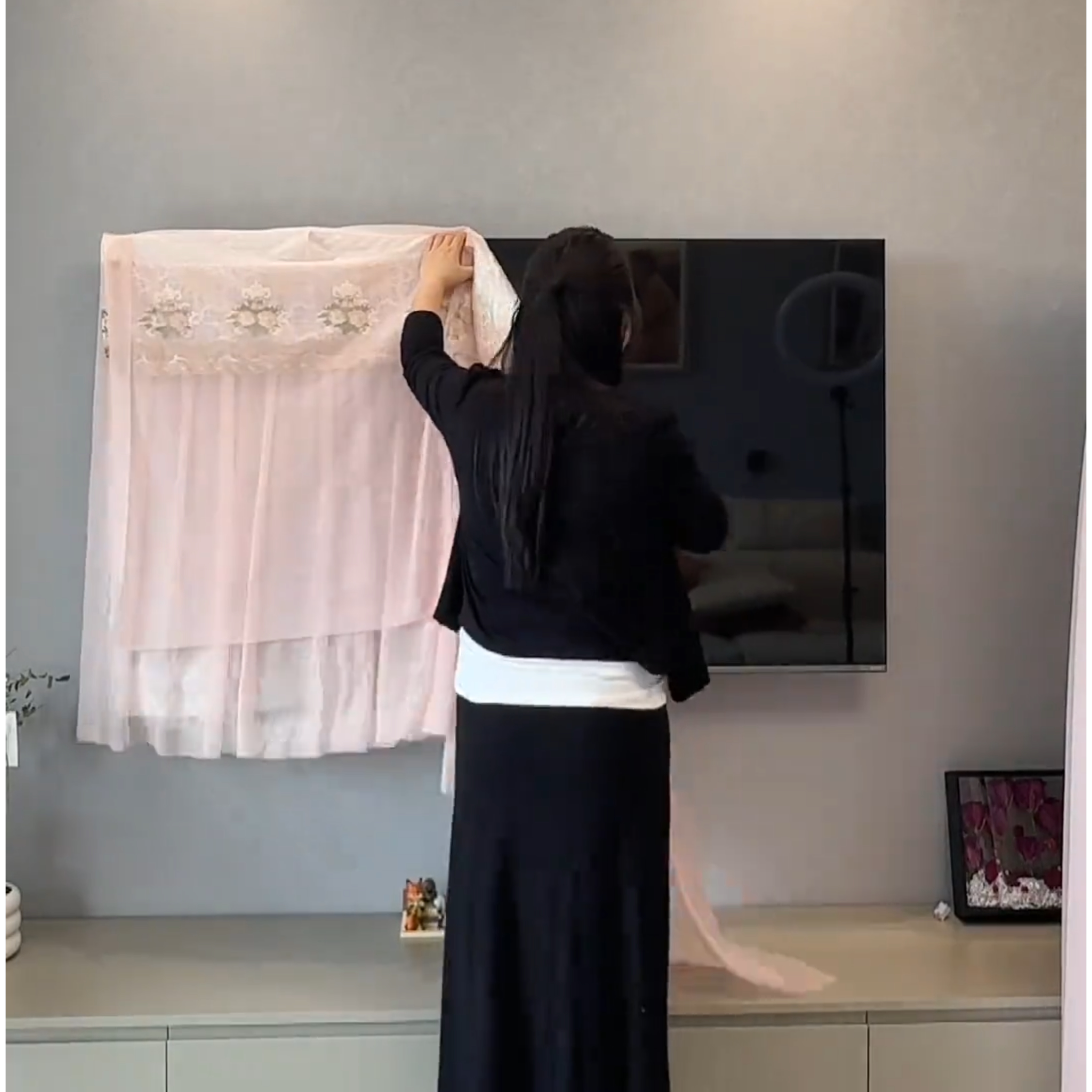 电视机防尘套防尘罩蕾丝55寸65英寸现代简约液晶盖布盖巾2024新款