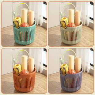 健身器材收纳瑜伽垫收纳筐篮球收纳架运动球类置物架羽毛球拍工具