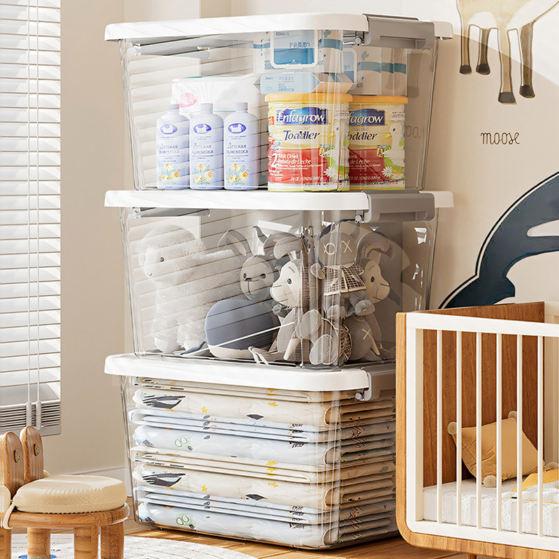 手提透明收纳箱家用加厚衣服零食玩具大容量收纳箱塑料杂物整理箱