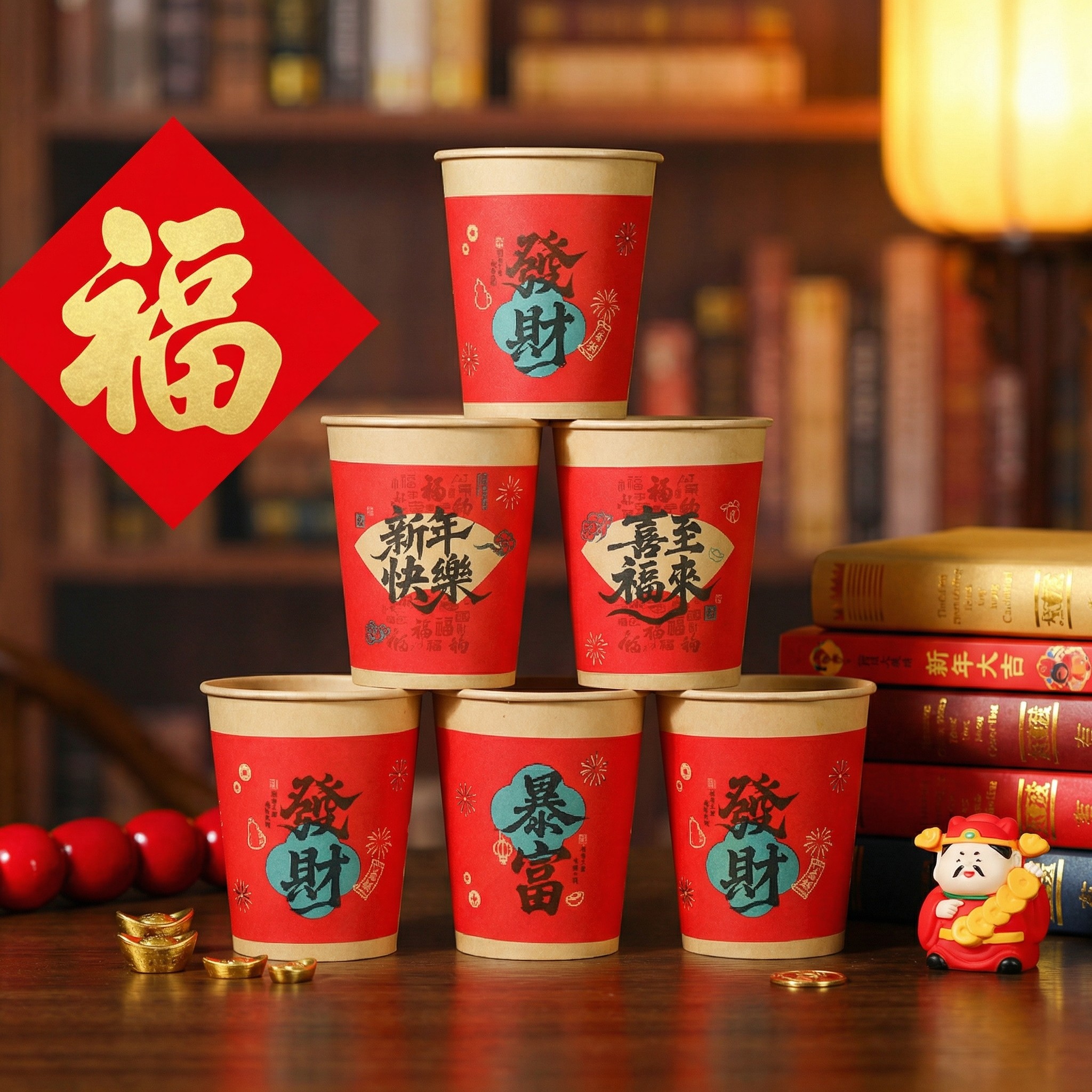 马年春节家用加厚一次性水杯年货过年喜庆耐高温杯子新年纸杯,餐饮具,太空杯,淘宝优惠券,粉丝福利购,淘宝优惠卷