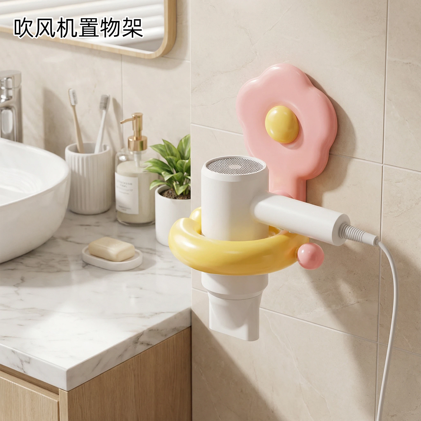 多巴胺花朵吹风机支架卫生间浴室懒人支架免打孔风筒挂架置物架子,家庭/个人清洁工具,吹风机置物架,淘宝优惠券,粉丝福利购,淘宝优惠卷