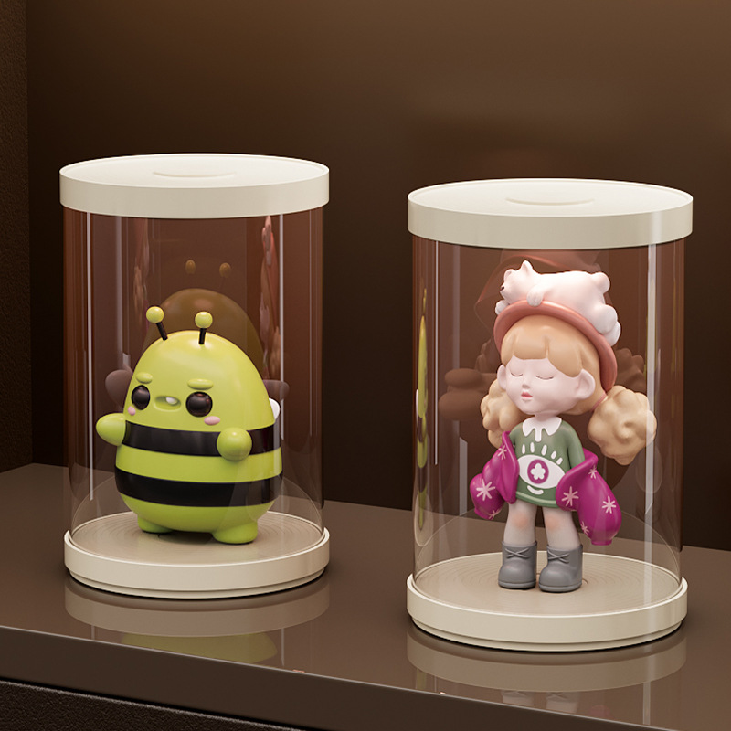 盲盒收纳展示架单个透明防尘手办摆件收纳盒子带灯公仔展示柜塑料