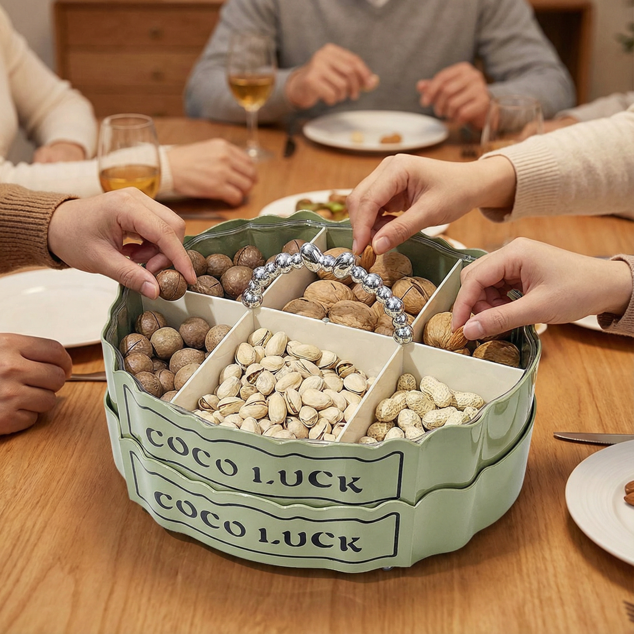 椭圆形高级感分格糖果盘家用客厅