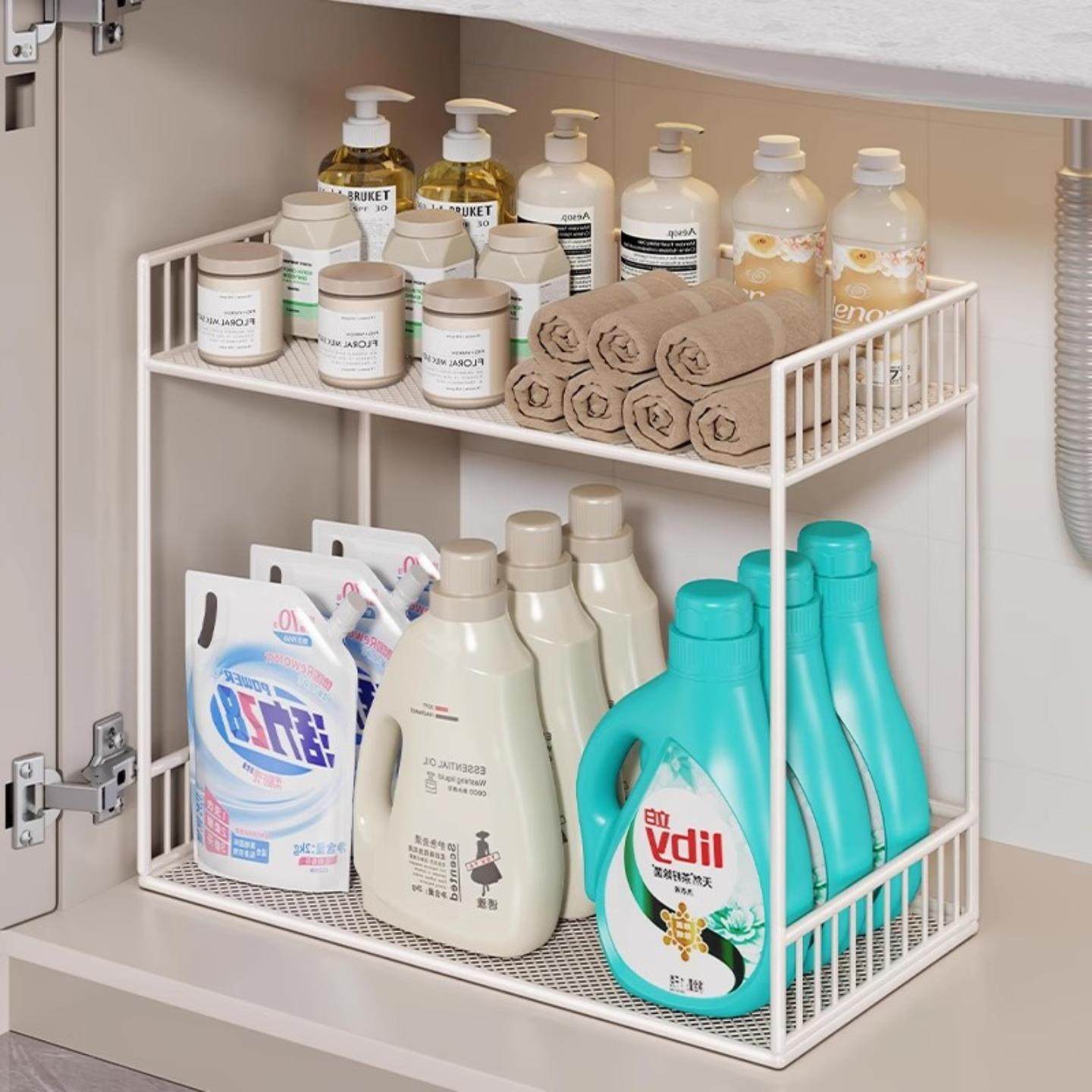 浴室柜下置物架洗漱台下水槽卫生间柜子分层架厨房橱柜收纳盒拉篮,厨房/烹饪用具,水槽置物架,淘宝优惠券,粉丝福利购,淘宝优惠卷