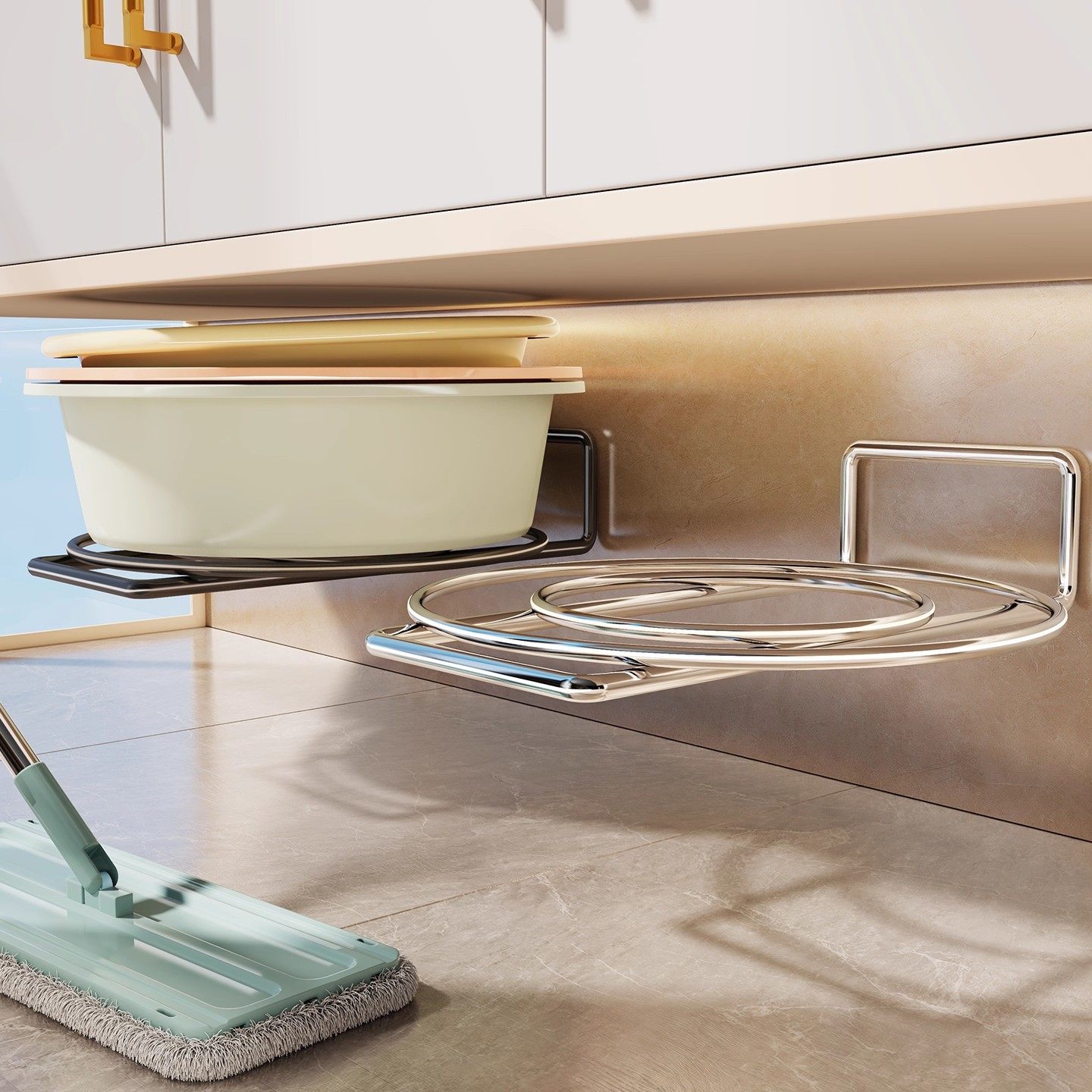 卫生间脸盆收纳架浴室柜下免打孔洗漱台下挂盆子多功能置物架,家庭/个人清洁工具,脸盆架,淘宝优惠券,粉丝福利购,淘宝优惠卷