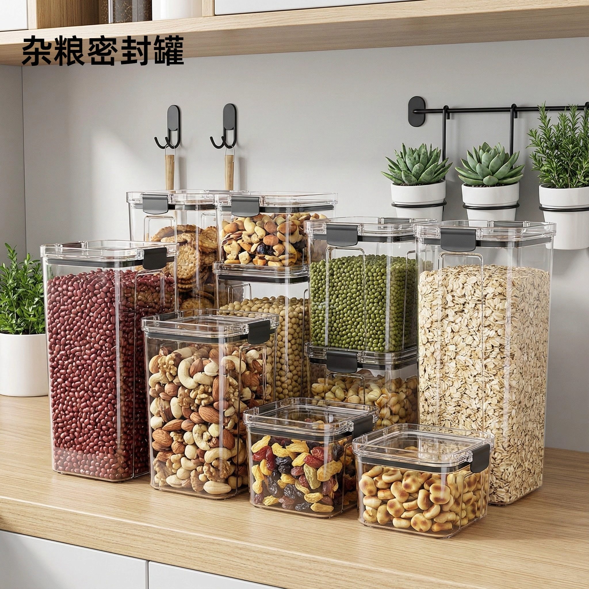 密封罐厨房五谷杂粮收纳盒透明零食干果储存罐防潮茶叶储物罐,厨房/烹饪用具,密封罐,淘宝优惠券,粉丝福利购,淘宝优惠卷