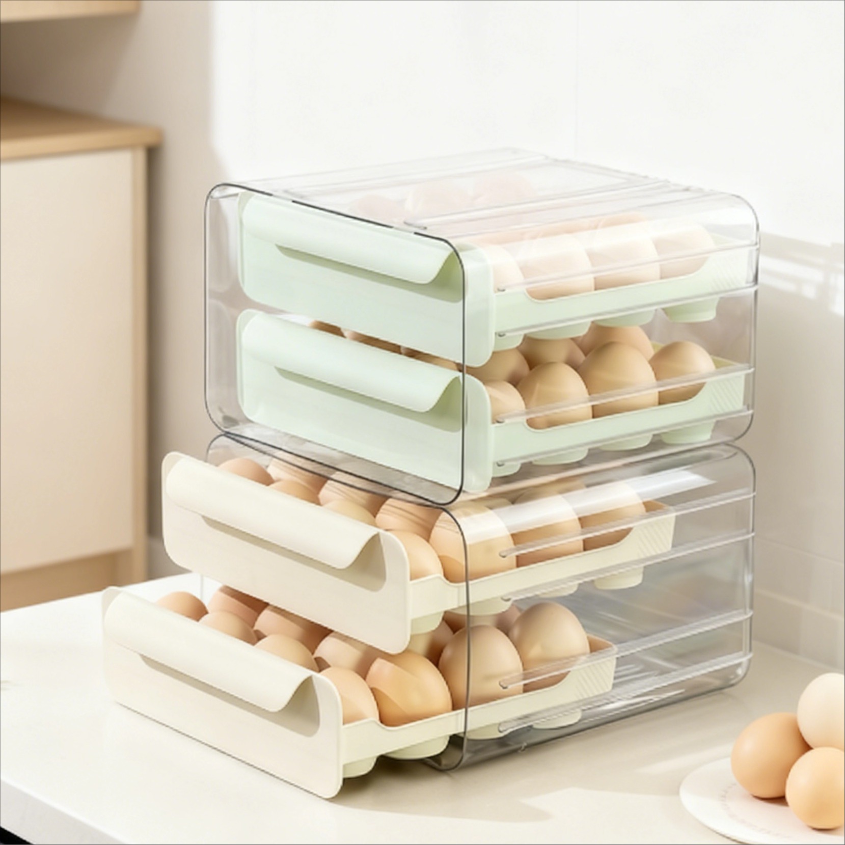 抽屉式鸡蛋收纳盒冰箱专用家用