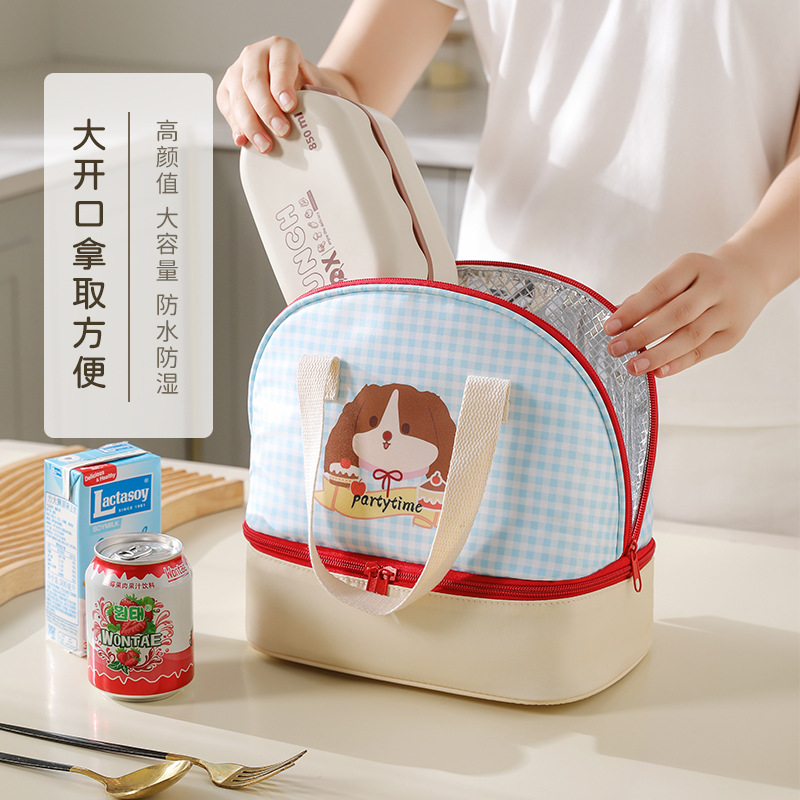 双层饭盒手提袋子学生上班族午餐
