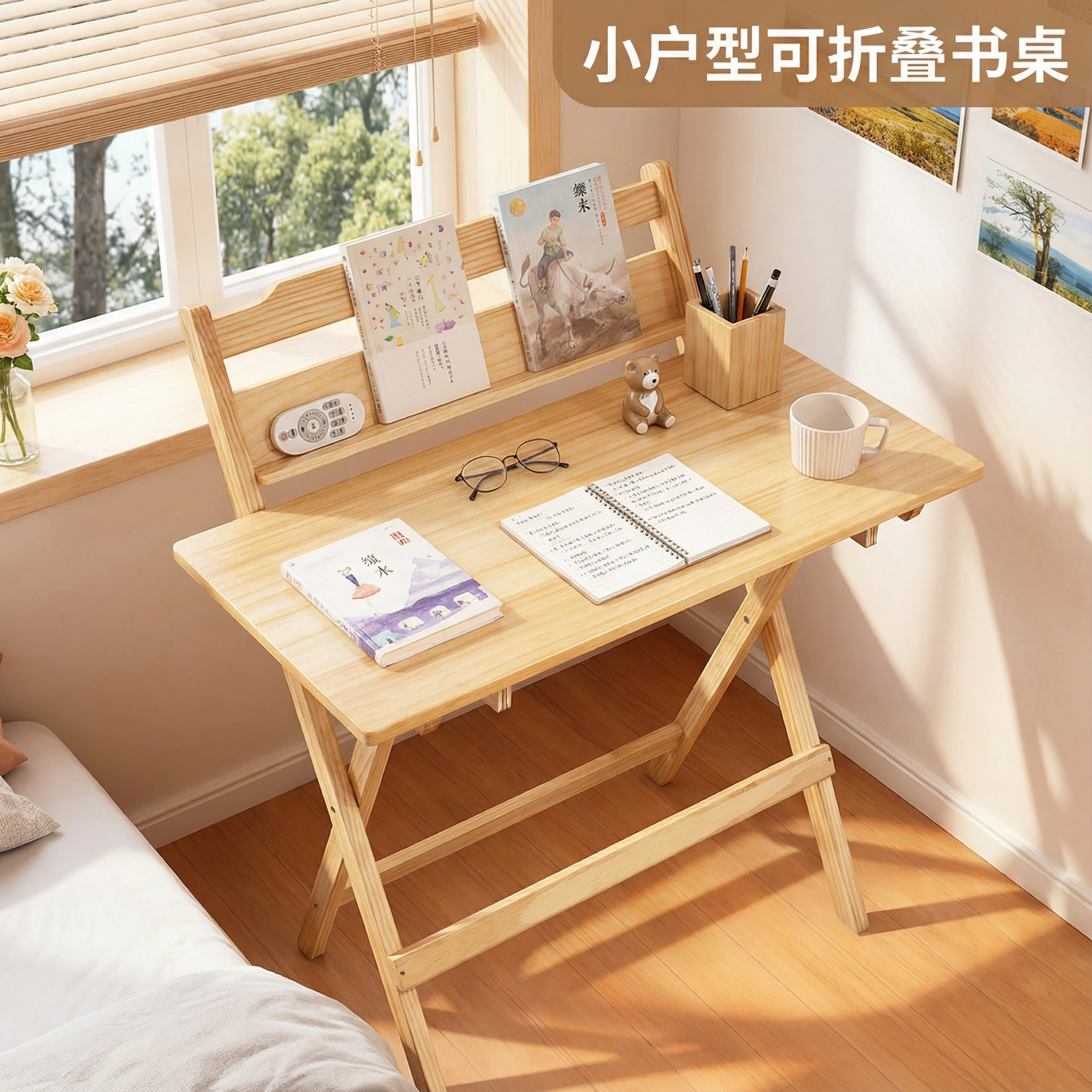 实木免安装折叠桌小户型家用儿童学习桌子折叠书桌电脑桌卧室靠墙,住宅家具,电脑桌,淘宝优惠券,粉丝福利购,淘宝优惠卷
