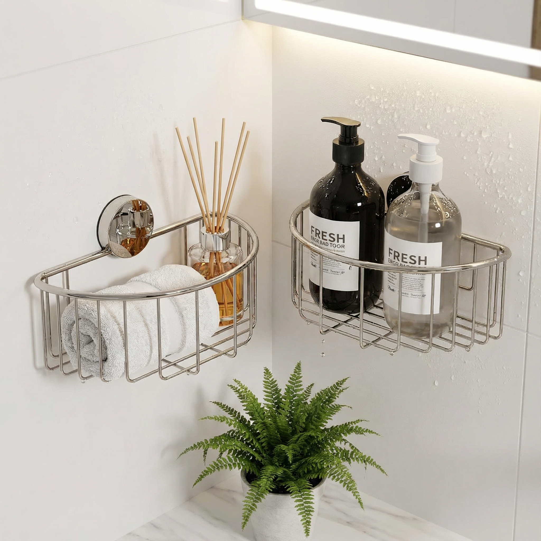 卫生间吸盘不锈钢置物架浴室免