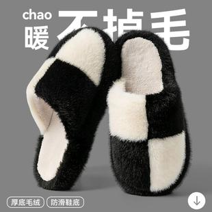 秋冬季 新款 室内家居踩屎感保暖防滑加绒棉拖男 男款 防臭棉拖鞋