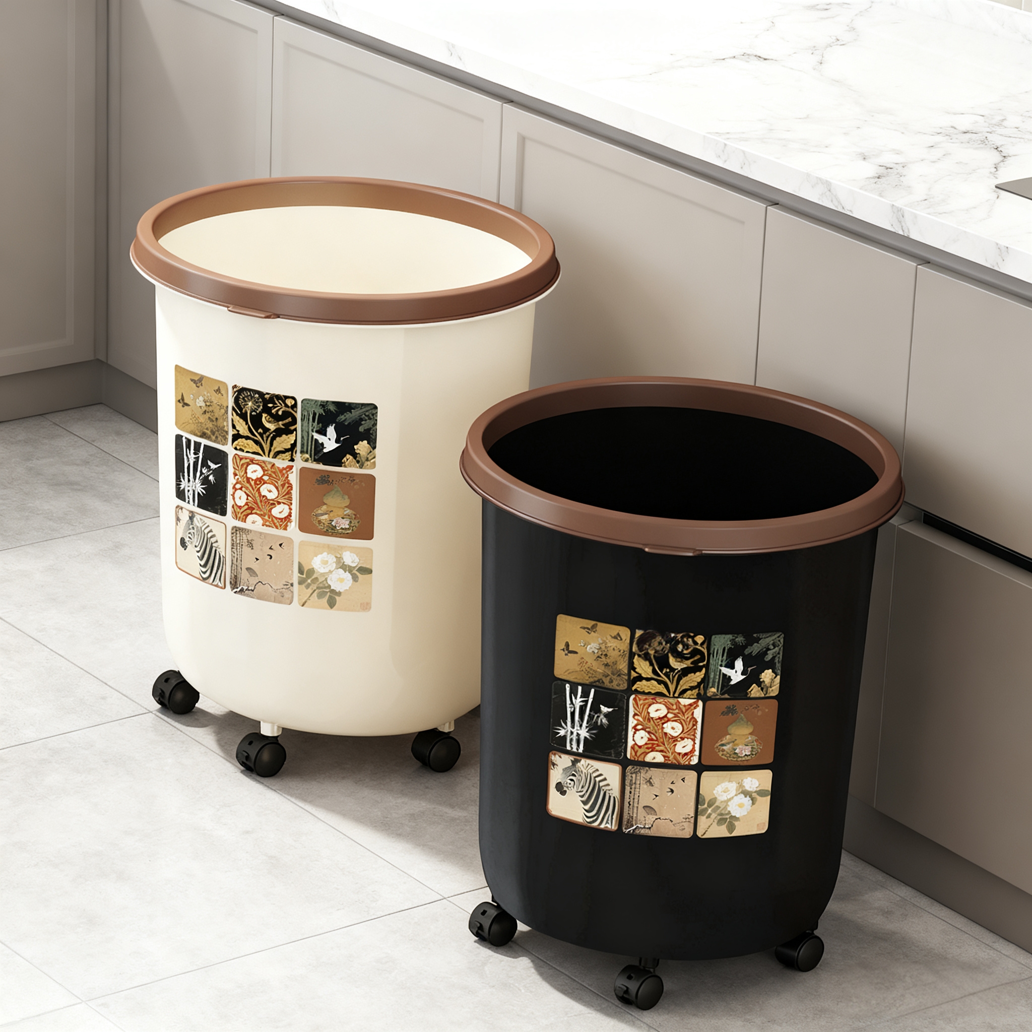 【带轮垃圾桶】家用大容量可移动