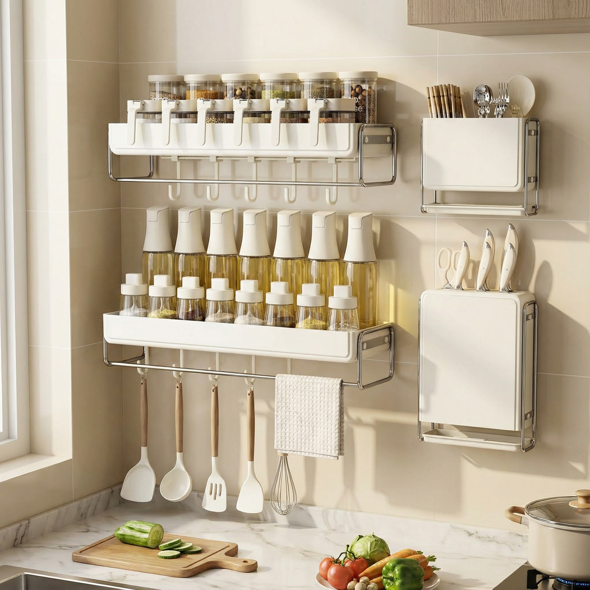 厨房置物架墙上多功能不锈钢调味料品罐收纳架子壁挂式调料架刀架,厨房/烹饪用具,调料置物架,淘宝优惠券,粉丝福利购,淘宝优惠卷