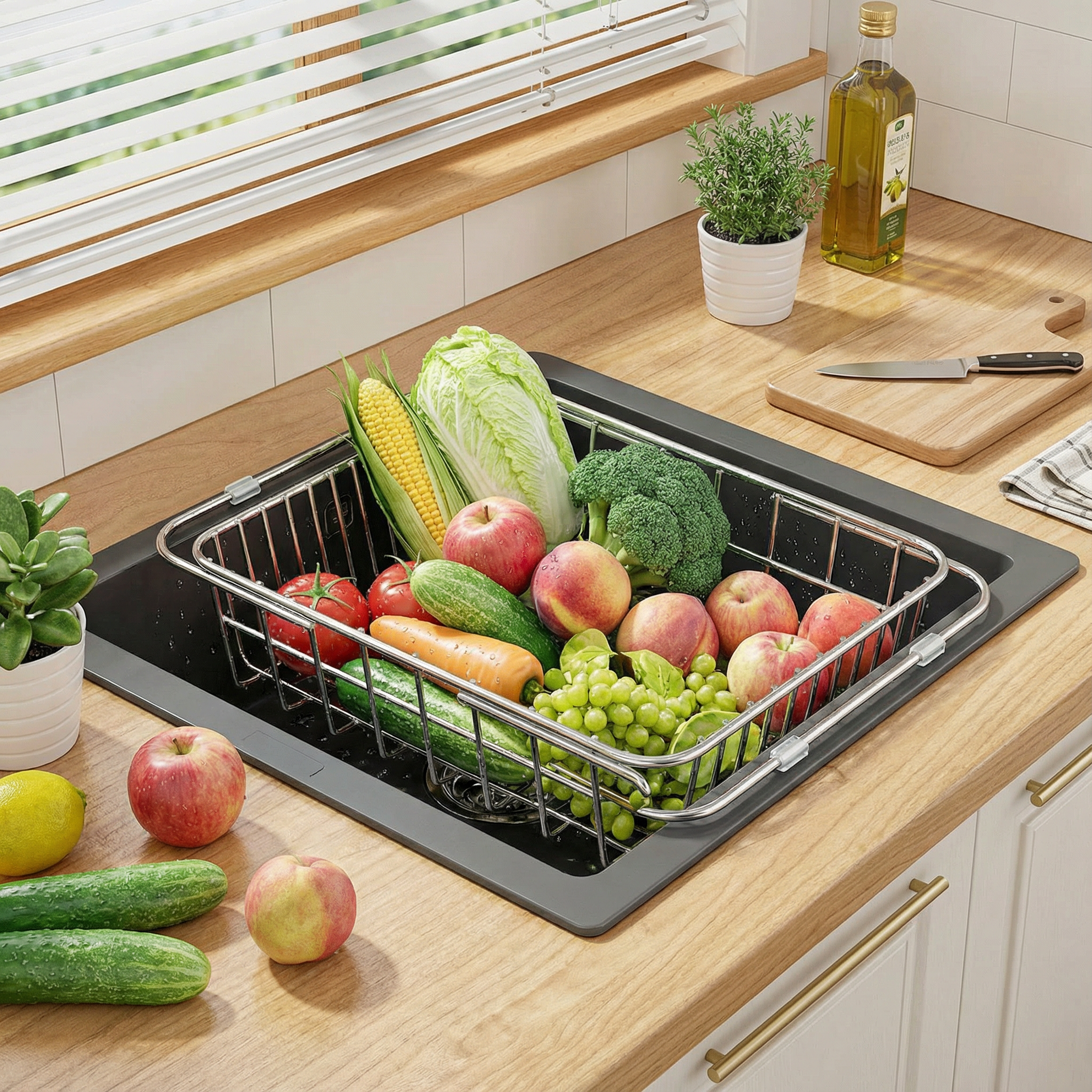 不锈钢洗碗池洗菜盆水槽沥水篮伸缩厨房置物架碗碟收纳架厨房用品,厨房/烹饪用具,水槽置物架,淘宝优惠券,粉丝福利购,淘宝优惠卷