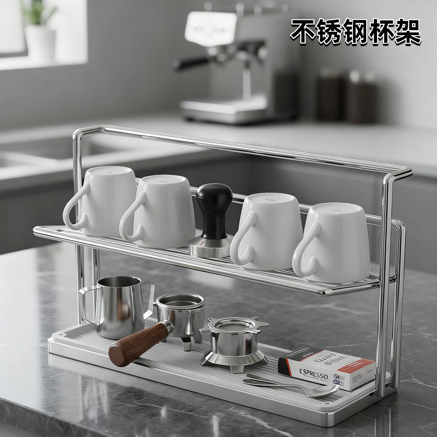 不锈钢杯架双层沥水水杯架家用