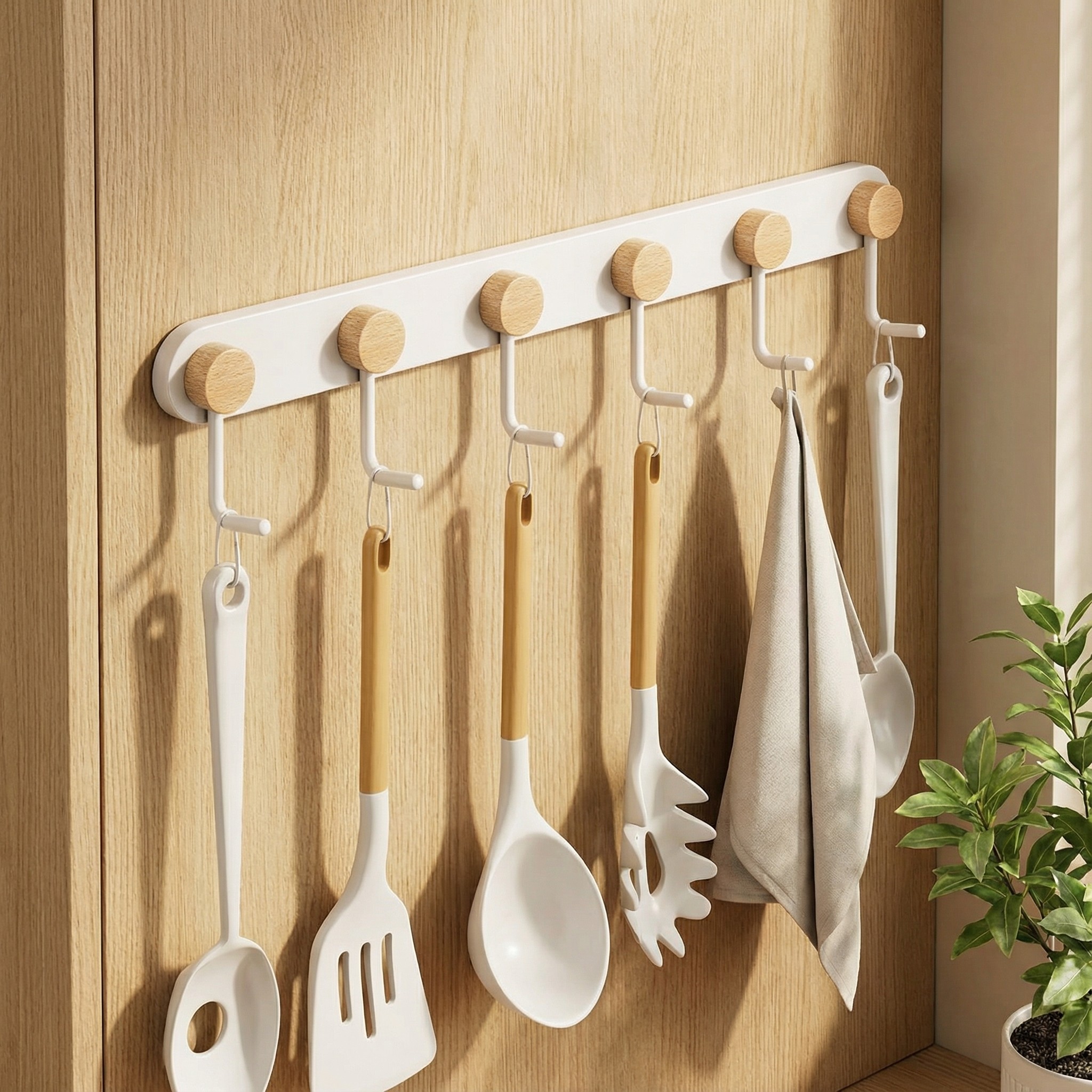 免打孔厨房挂架实木大容量厨卫墙上铲勺挂架多功能厨房壁挂置物架,厨房/烹饪用具,厨房墙壁置物架/厨房墙壁挂架,淘宝优惠券,粉丝福利购,淘宝优惠卷