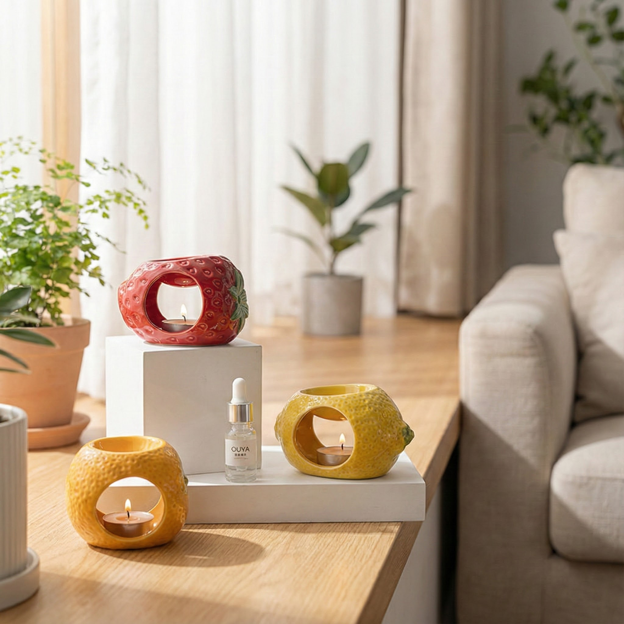 陶瓷水果创意烛台空气净化安神精油香薰加热扩香炉圣诞节装饰摆件,居家日用,烛台,淘宝优惠券,粉丝福利购,淘宝优惠卷