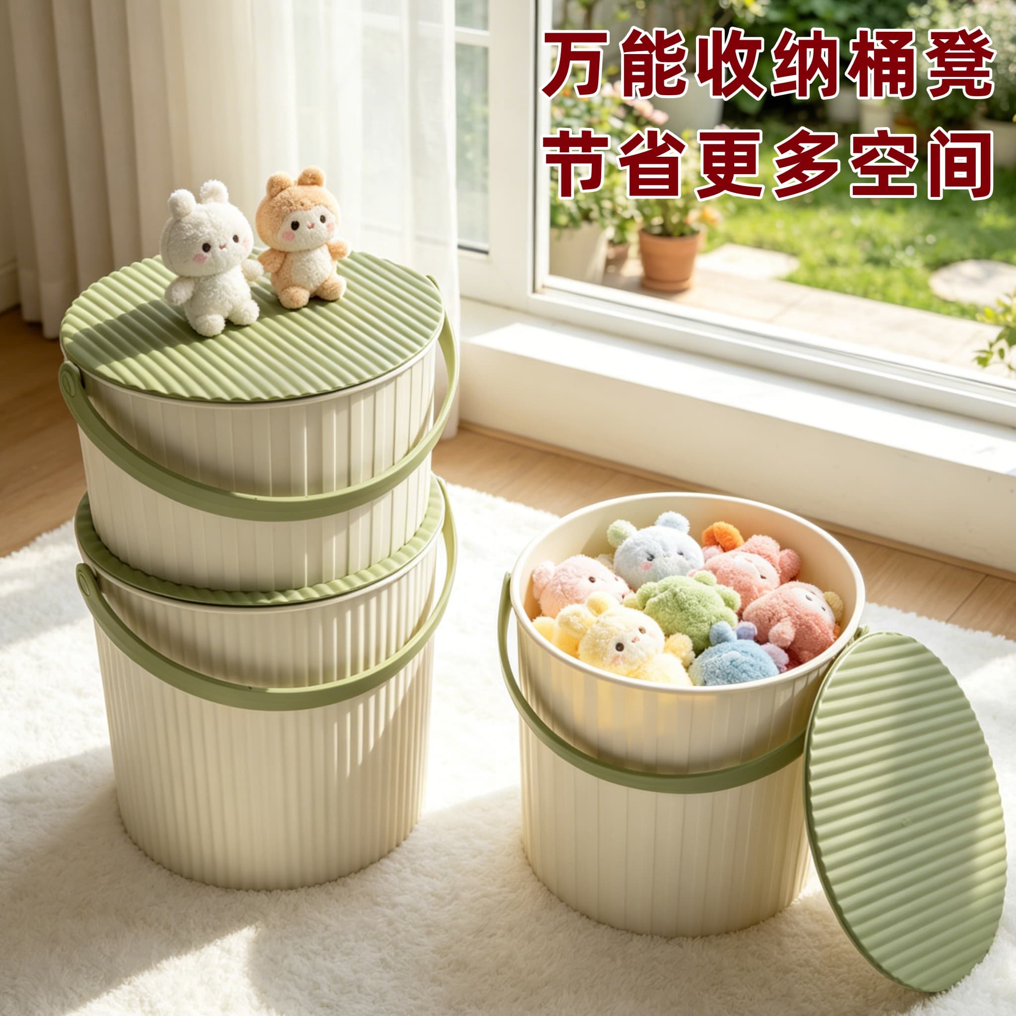 洗澡水桶凳塑料加厚可坐幼儿园家用浴室手提洗衣收纳桶带盖钓鱼桶
