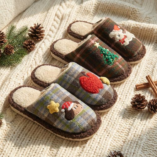 圣诞树棉拖鞋秋冬季卡通可爱室内
