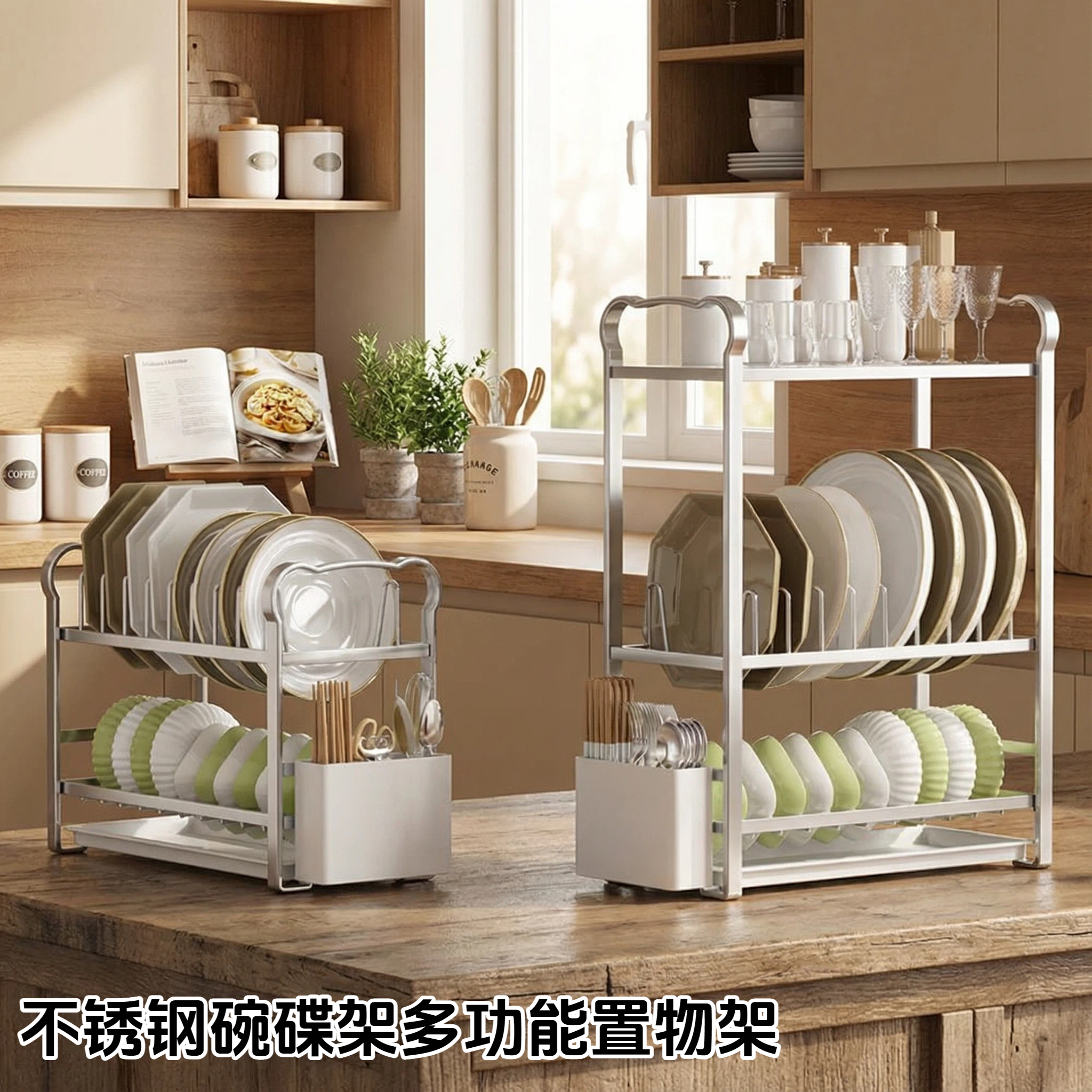 不锈钢碗碟架多功能厨房置物架