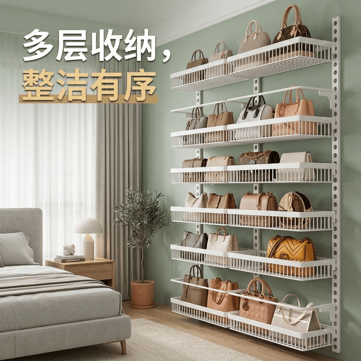 免打孔门后壁挂式收纳架子多层可图片