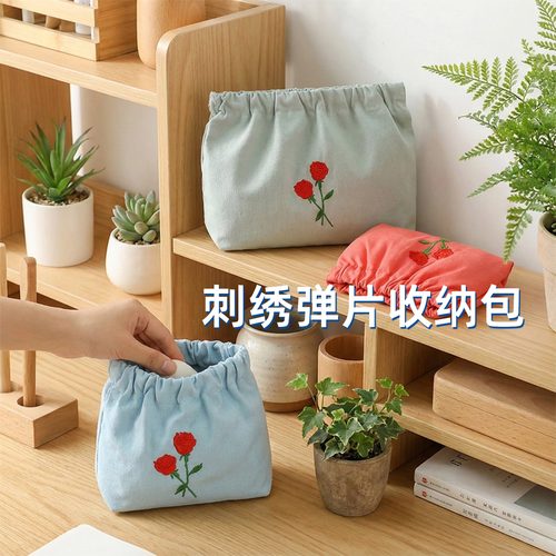 新款刺绣花帆布朵化妆包外出