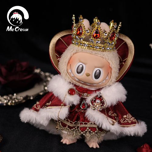 棉花娃衣自嘲熊labubu坐姿一二三代女王加冕宫廷红宝石皇冠衣服
