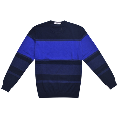 秋冬山羊绒混纺条纹圆领男士毛衣