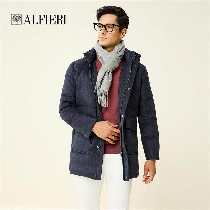 Alfieri艾法利24冬白鹅绒羽绒服保暖舒适休闲百搭中长款男士外套