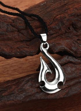 毛利钩黑玛托项链吊坠项链 新西兰符号鱼钩毛利符号吊坠项链饰品