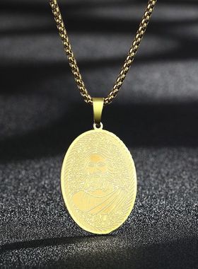 新款不锈钢吊坠项链 大奖章男子吊坠项链珠宝礼物饰品