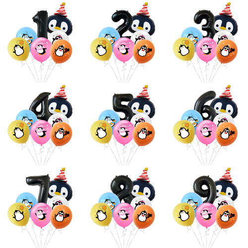 企鹅Penguins生日数字气球儿童生日主题派对装饰铝膜气球乳胶气球