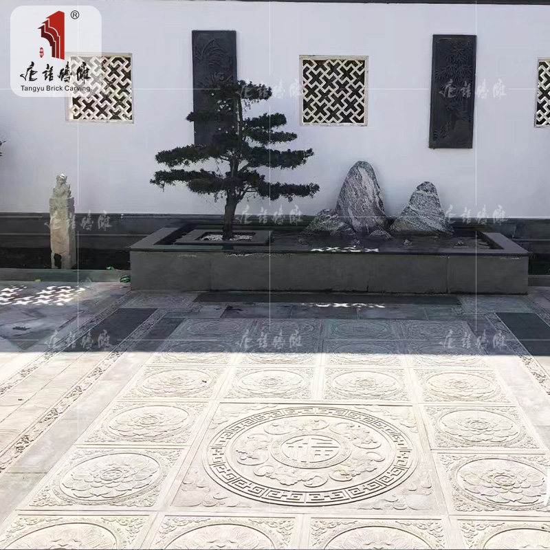 唐语砖雕中式仿古砖雕五福临门(地雕)室内庭院装饰防滑地砖