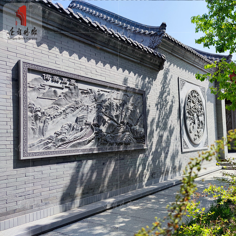 唐语砖雕百福图老青砖古建砖雕仿古中式照壁四合院浮雕装饰挂件图_虎窝淘