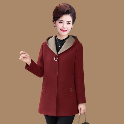 妈妈秋冬季双面呢子中老年礼服