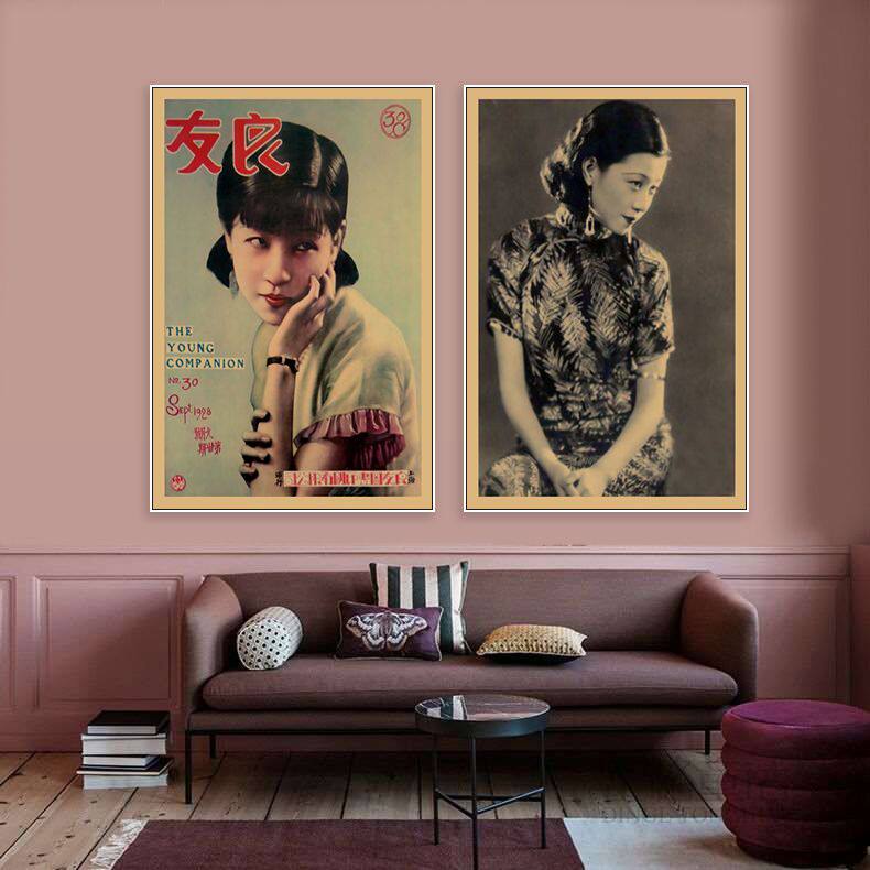 阮玲玉装饰画民国风复古老海报挂画饭店包厢餐厅茶馆老上海壁画