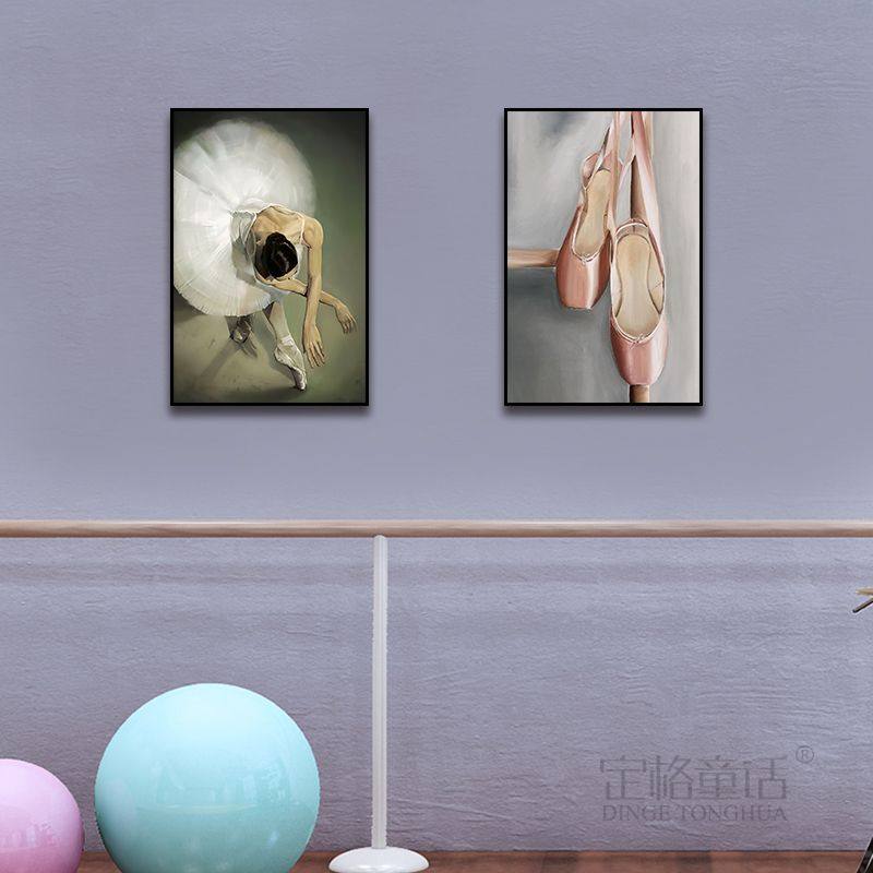 芭蕾舞练功房教室挂画舞蹈室装饰画艺术挂画培训机构跳舞女孩壁画