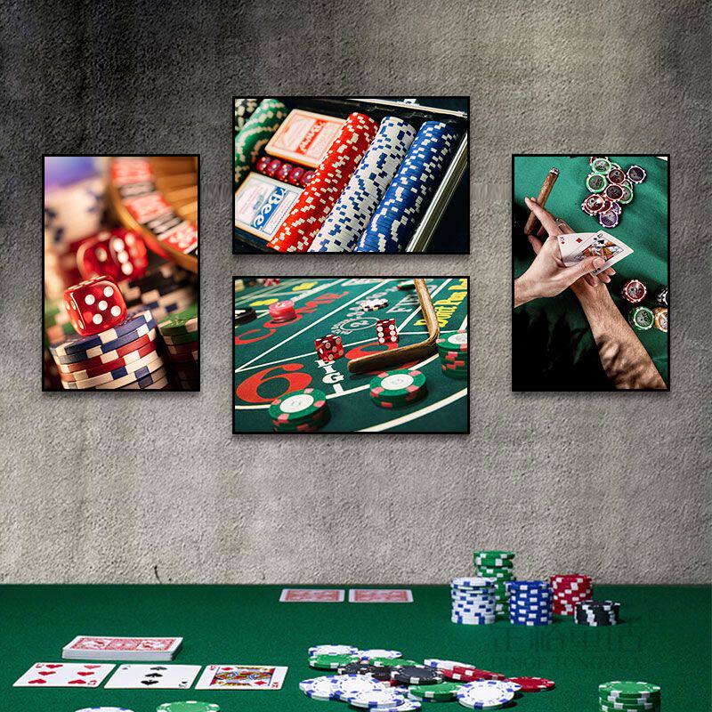 棋牌室装饰画赌场酒吧麻将馆清吧