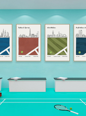 网球四大满贯装饰画客厅球场美网澳网法网温布尔登公开赛场地壁画