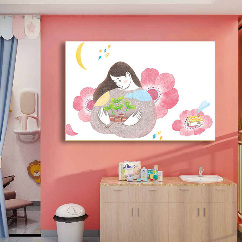 医院妇产科月子中心挂画母婴室亲子酒店壁画母婴用品游泳馆装饰画