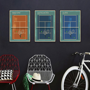 网球四大满贯装饰画客厅球场美网澳网法网温布尔登公开赛场地壁画
