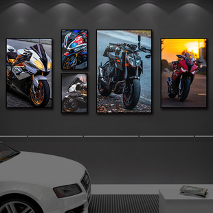 马奎斯机车摩托车局部发光装饰画摩托车车行挂画摩托车俱乐部壁画