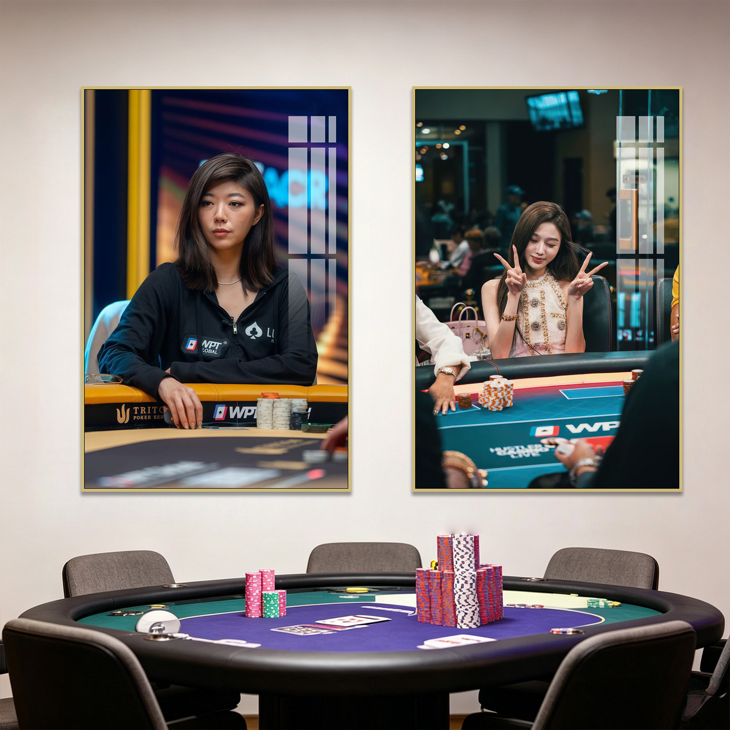 德州扑克选手装饰画棋牌室扑克室挂画休闲会所世界WSOP比赛壁画