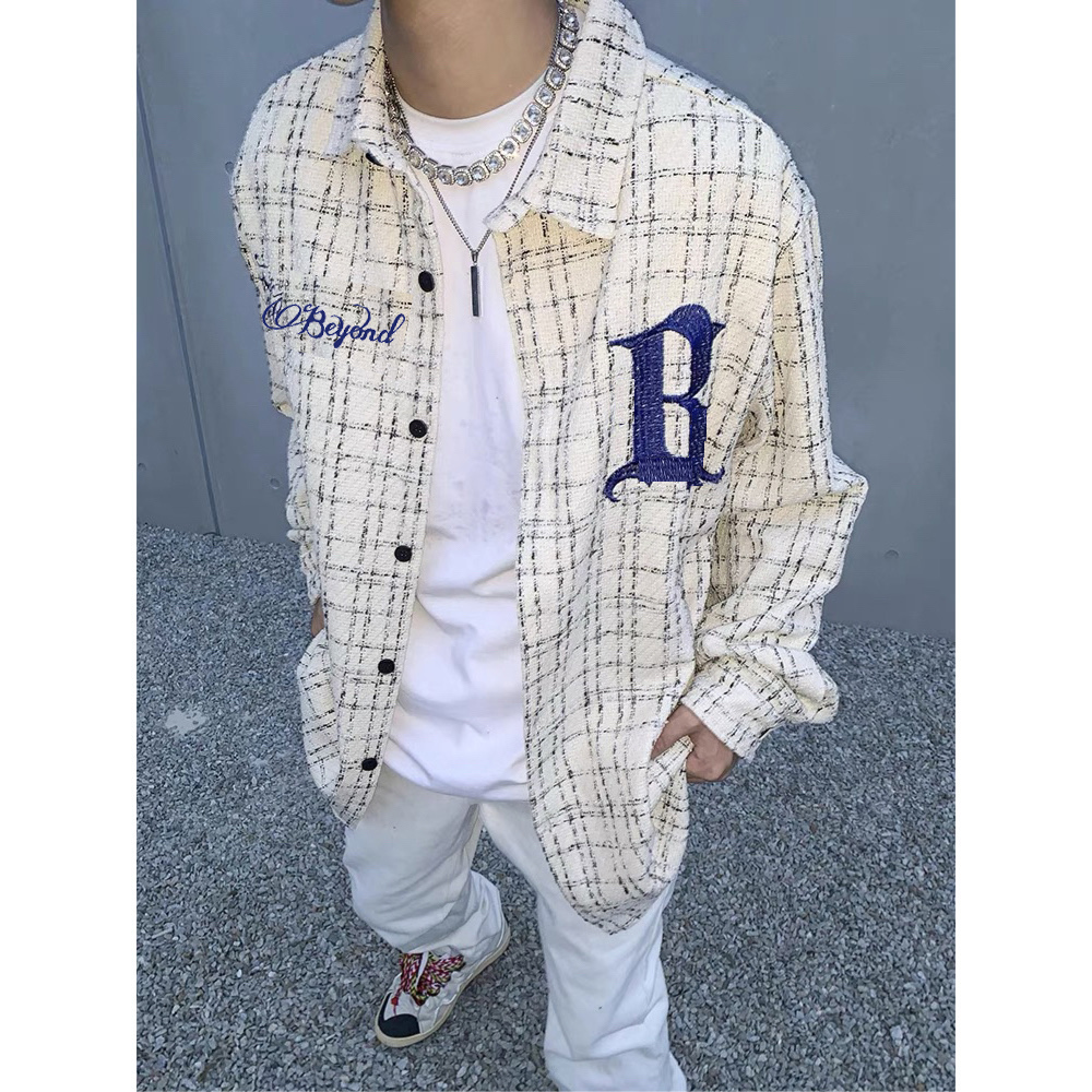 vibe字母刺绣高街嘻哈长袖衬衫