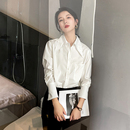 高级感衬衣秋 尖领法式 白色衬衫 女设计感小众高端通勤叠穿抗皱时尚