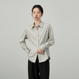 2025新款 女气质显瘦翻领高级感抗皱商务纯色宽松衬衣 极简长袖 衬衫