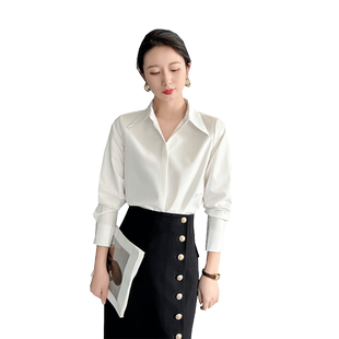 白衬衫女2026新款长袖高级感通勤正式面试抗皱不透正装气质上衣春