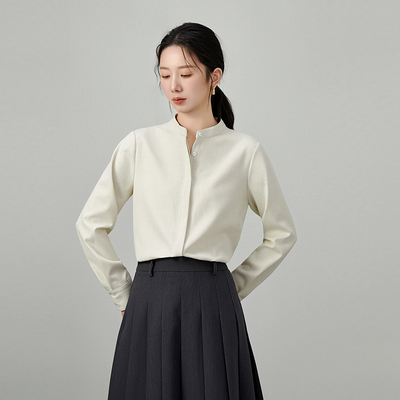 气质干练暗门襟磨毛衬衫